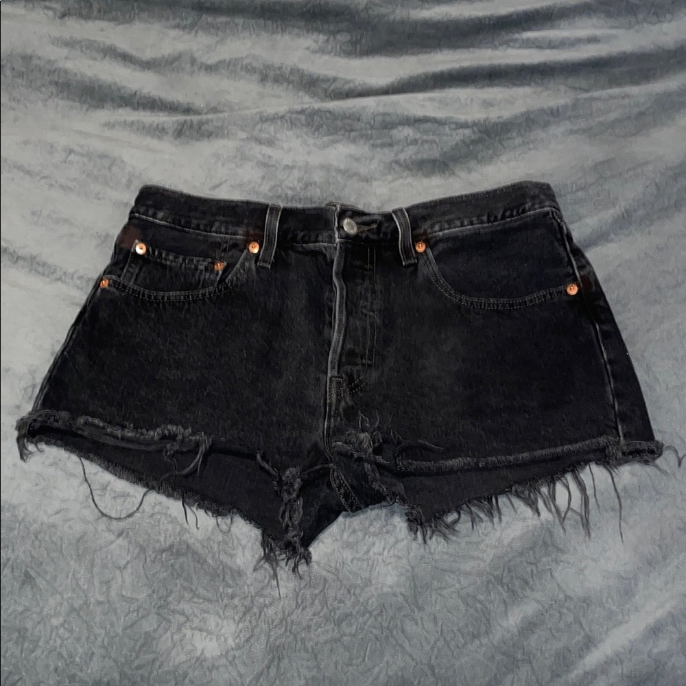 Levi's Black Frayed Jean Shorts